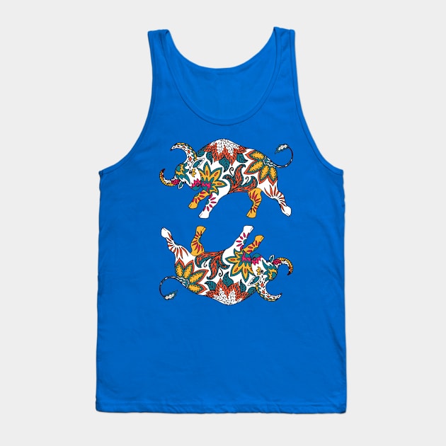 Paisley Oxen (Teal Palette) Tank Top by illucalliart